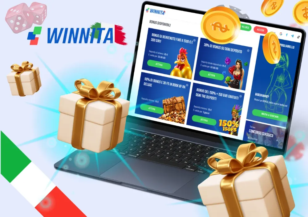 Funzionalità winnita app interfaccia mobile
